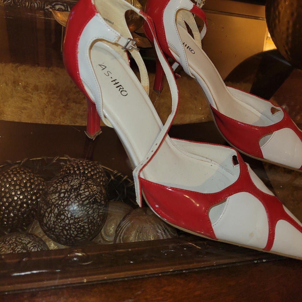 Red white heels